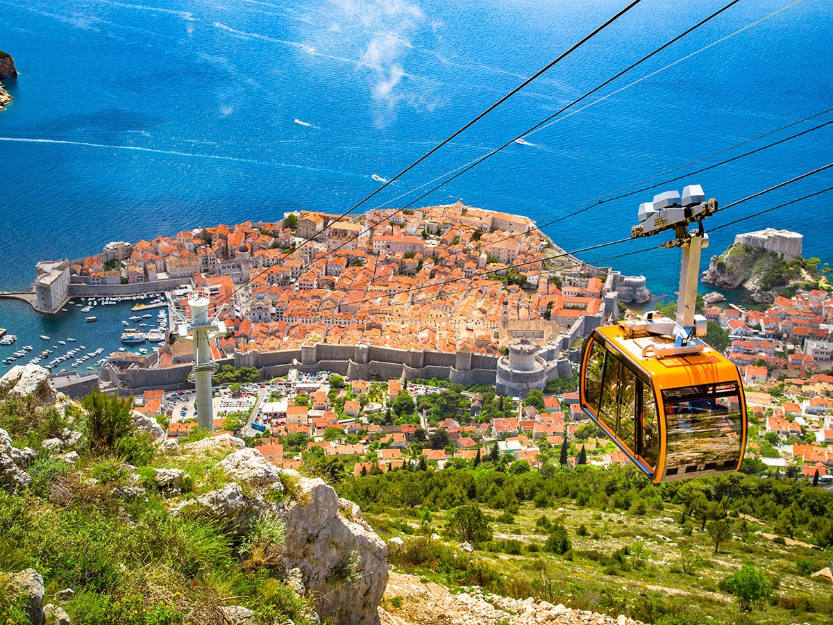 Old town of Dubrovnik with cable car