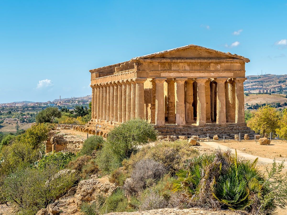 Temple of Concordia, located in the park of the Valley of the Temples in Agrigento, Sicily, Italy